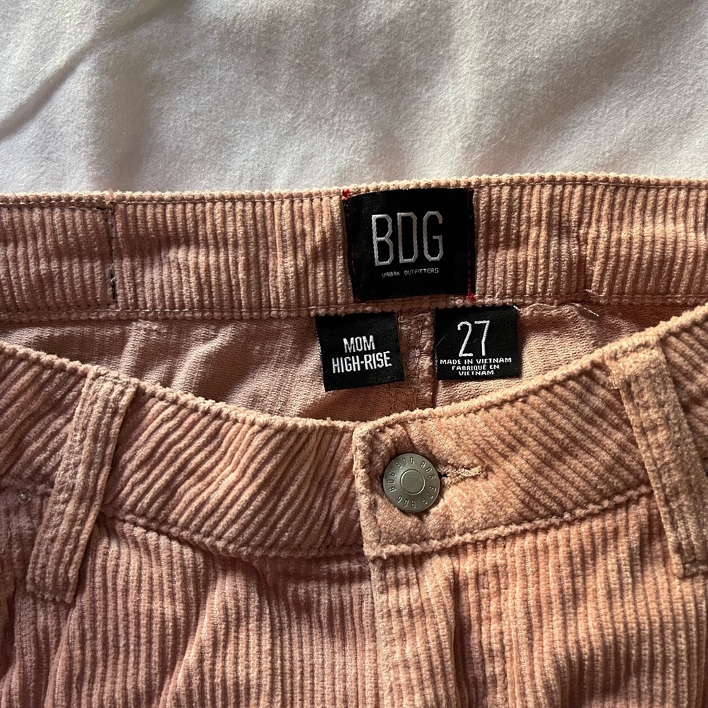 Urban Outfitters BDG High Rise Mom Style Pink Corduroy Pants